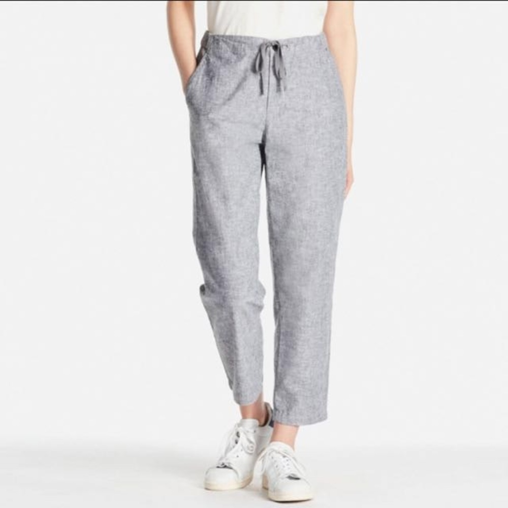 WOMEN LINEN COTTON TAPERED PANTS